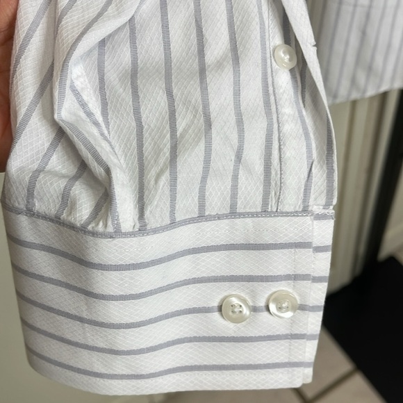 Michael Kors Men's Striped White/Grey Dress Shirt Size XL (17.5) (EU 36/27) - Picture 5 of 12